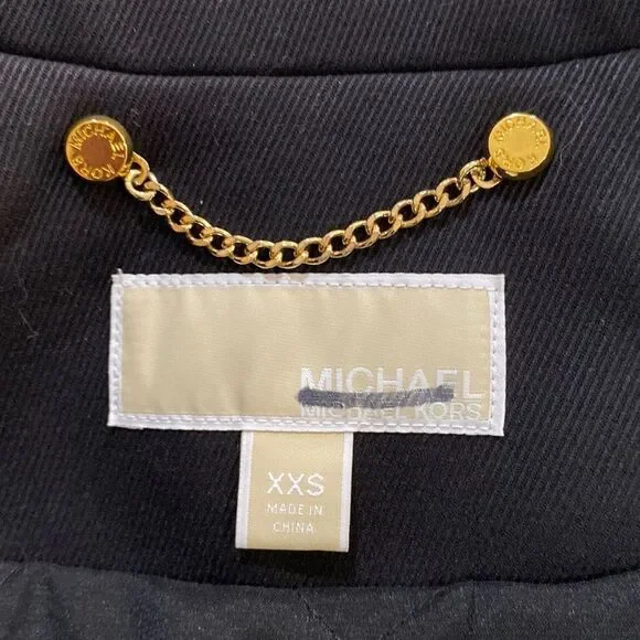 Michael kors jet black ribbed gold color double breasted pockets brand new